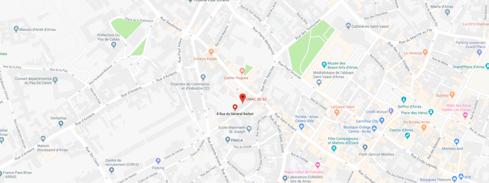 carte Service départemental de l'ONACVG du Pas-de-Calais