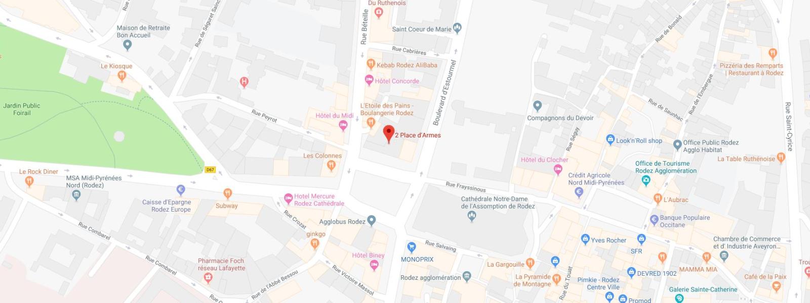 carte service départemental de l'ONaCVG de l'Aveyron