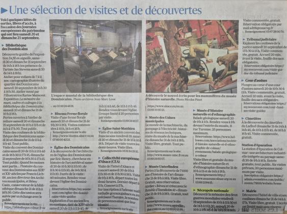 Programme des JEP sur Colmar